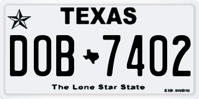 TX license plate DOB7402