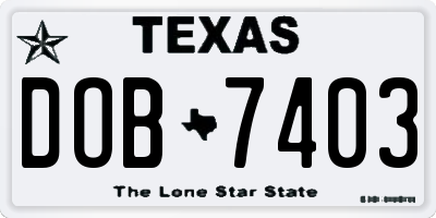 TX license plate DOB7403