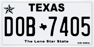TX license plate DOB7405