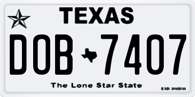 TX license plate DOB7407