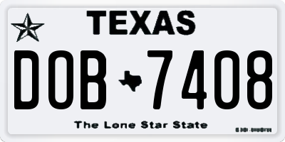 TX license plate DOB7408