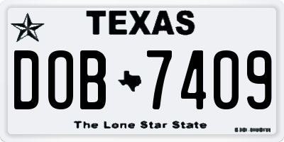 TX license plate DOB7409
