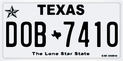 TX license plate DOB7410