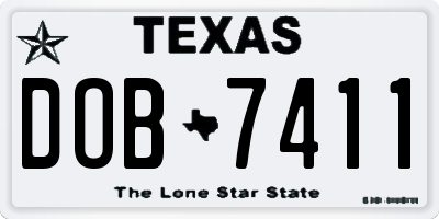 TX license plate DOB7411