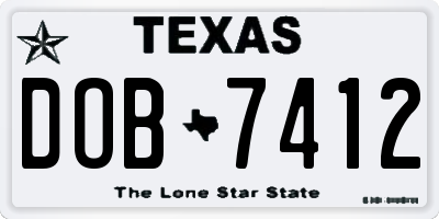 TX license plate DOB7412