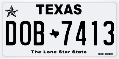 TX license plate DOB7413