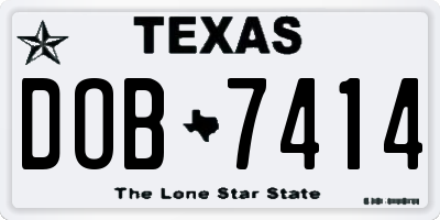 TX license plate DOB7414