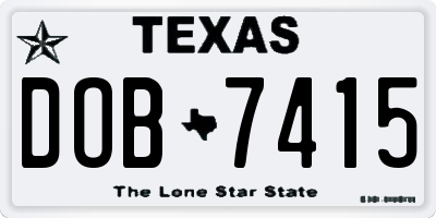 TX license plate DOB7415