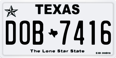 TX license plate DOB7416