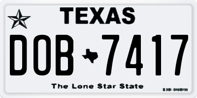 TX license plate DOB7417