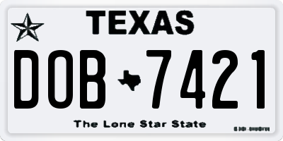 TX license plate DOB7421