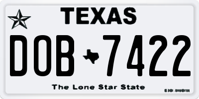 TX license plate DOB7422