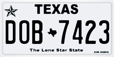 TX license plate DOB7423