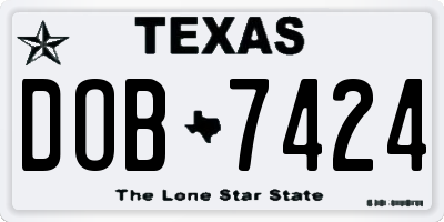 TX license plate DOB7424