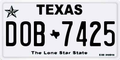 TX license plate DOB7425
