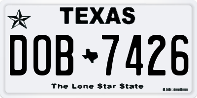 TX license plate DOB7426
