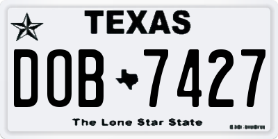 TX license plate DOB7427