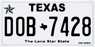 TX license plate DOB7428