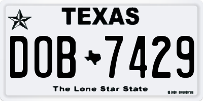 TX license plate DOB7429