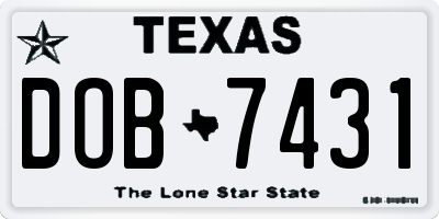 TX license plate DOB7431