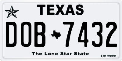 TX license plate DOB7432