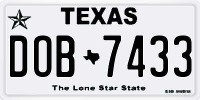 TX license plate DOB7433