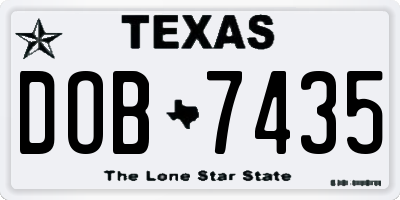 TX license plate DOB7435