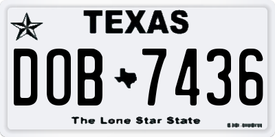 TX license plate DOB7436