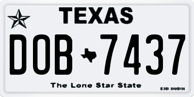 TX license plate DOB7437