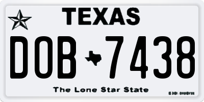 TX license plate DOB7438