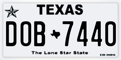 TX license plate DOB7440