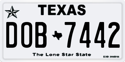 TX license plate DOB7442