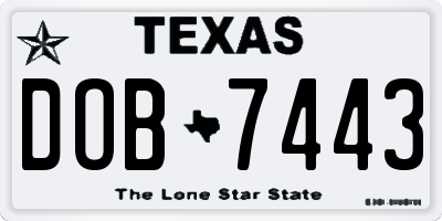 TX license plate DOB7443