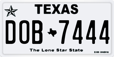 TX license plate DOB7444