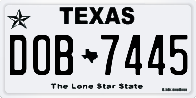 TX license plate DOB7445