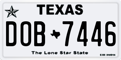 TX license plate DOB7446
