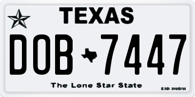 TX license plate DOB7447