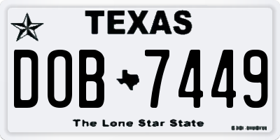 TX license plate DOB7449