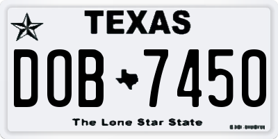 TX license plate DOB7450