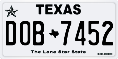 TX license plate DOB7452