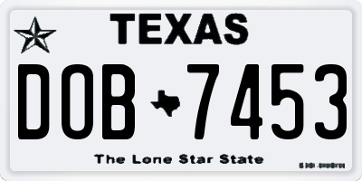 TX license plate DOB7453