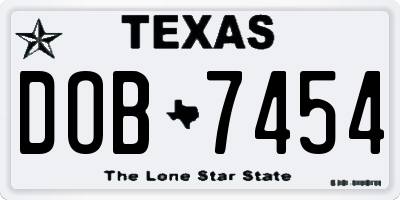 TX license plate DOB7454
