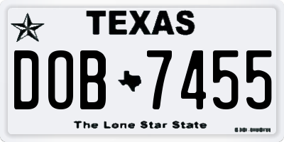 TX license plate DOB7455