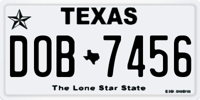 TX license plate DOB7456