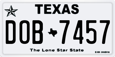 TX license plate DOB7457