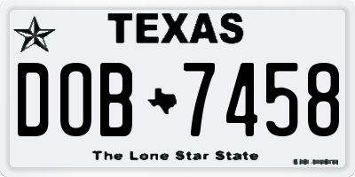 TX license plate DOB7458