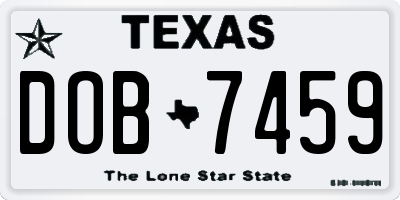 TX license plate DOB7459