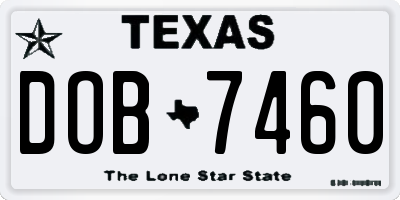 TX license plate DOB7460