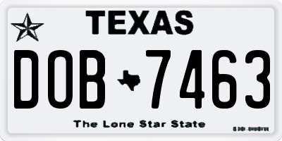 TX license plate DOB7463