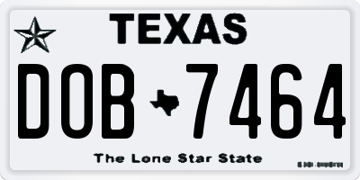 TX license plate DOB7464